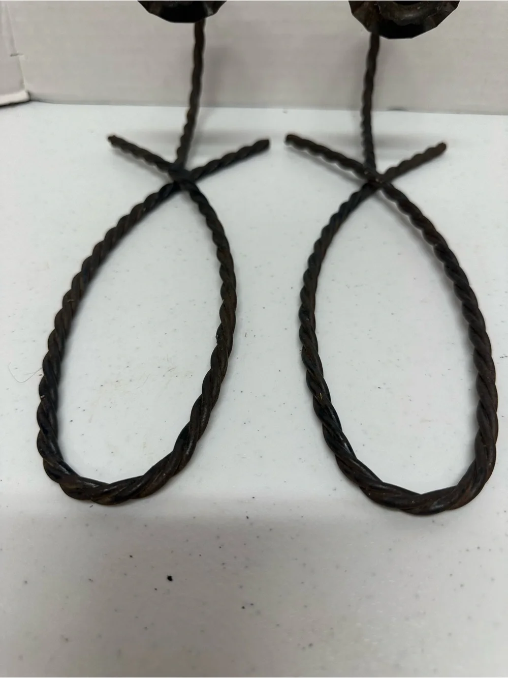 Vintage Wrought Iron Wall Candle Sconces Pair Twisted Metal Rustic Gothic 12”